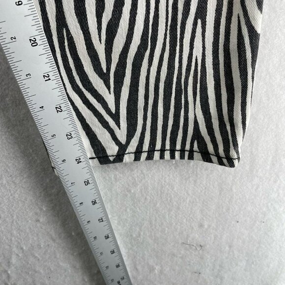 Frame Ankle Jeans Women's Sz 25 Black Le High Straight Zebra Print Denim - Picture 5 of 13